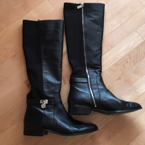 Michael Kors Black Leather & Stretch Boots, Sz. 11